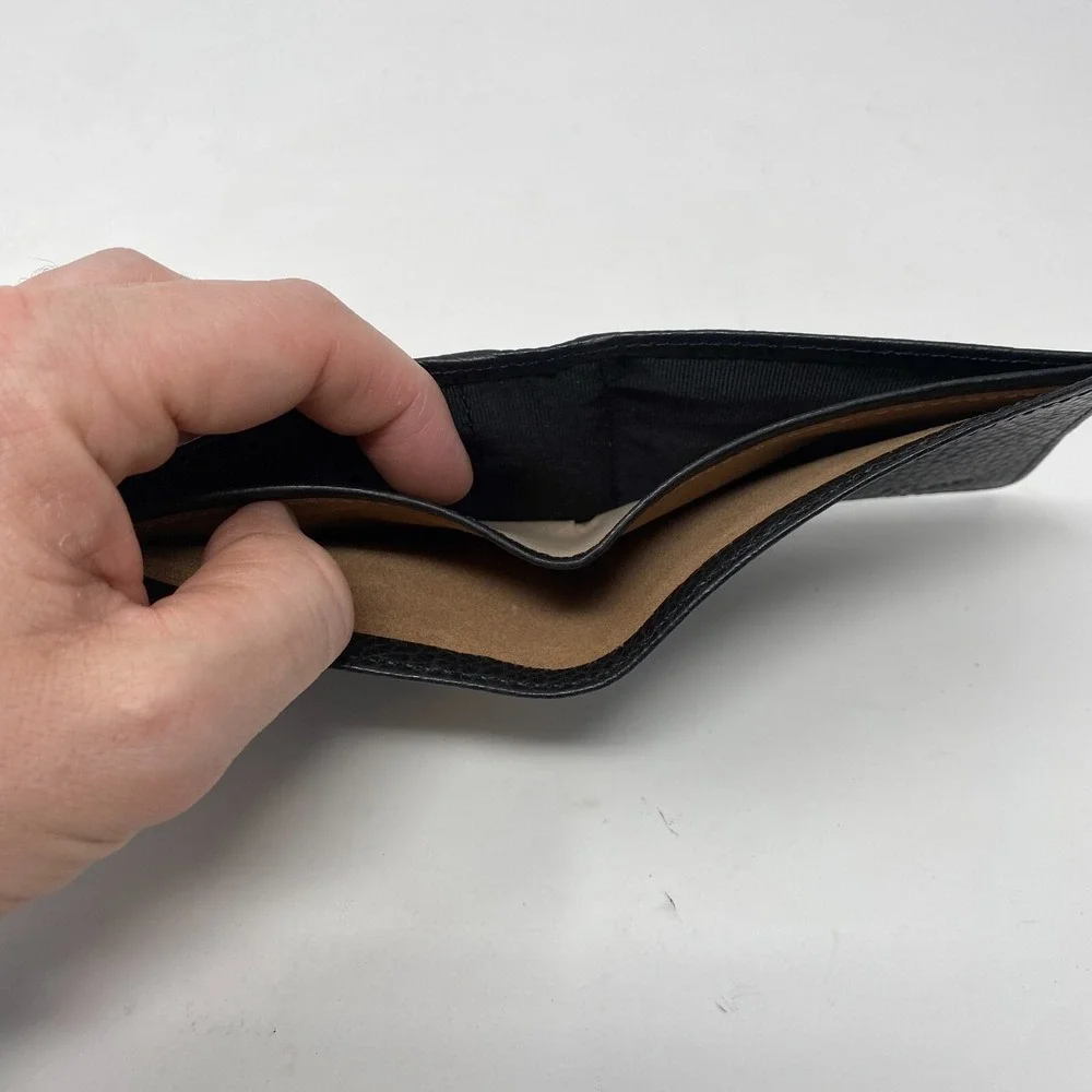 Zanzibar‎ Bifold Mens Wallet Slim Minimalist Black Faux Leather